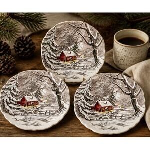 Vintage J&G Meakin "Welcome Home" Staffordshire England Set Of 3 Bread Plates 7”